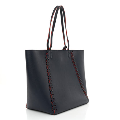 Louis Vuitton Calfskin Braided Lockme Cabas Marine Rouge 3 of 9