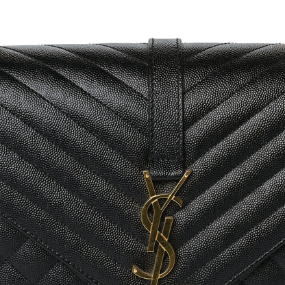 Saint Laurent Grain De Poudre Textured Mixed Matelasse Large Triquilt Monogram Satchel Black 6 of 8