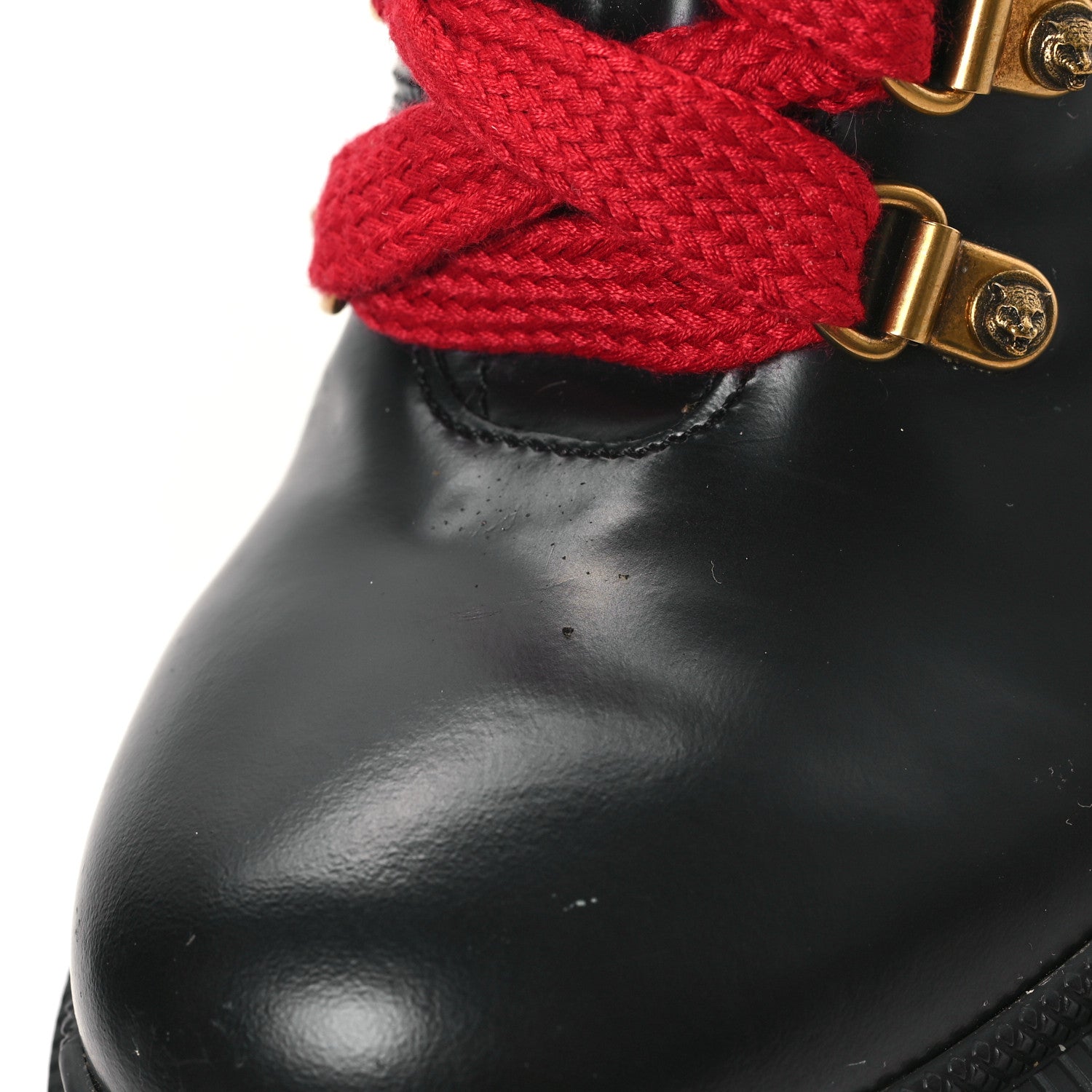 Gucci Magnum Calfskin Pearl Lace Up Combat Ankle Boots 39 Black 9 of 10