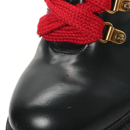 Gucci Magnum Calfskin Pearl Lace Up Combat Ankle Boots 39 Black 9 of 10