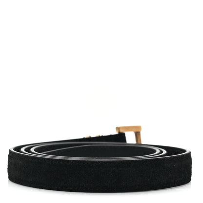 Saint Laurent Suede Calfskin Monogram Square Buckle Belt 85 34 Black 2 of 5