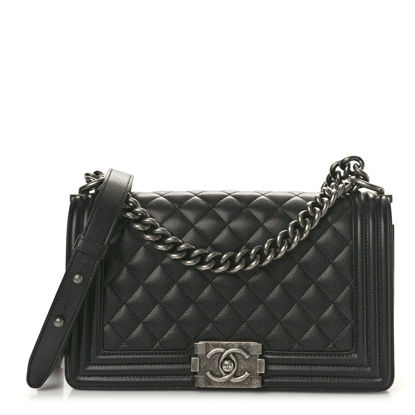 Caviar Quilted Medium Boy Flap Black