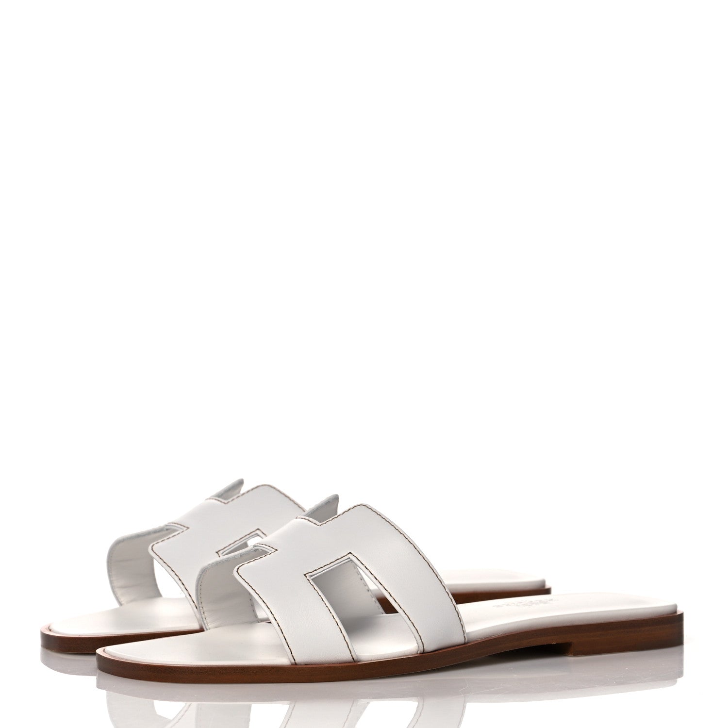 Hermes Box Calfskin Oran Sandals 35.5 White 3 of 9