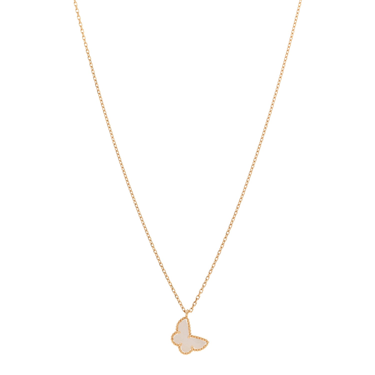 Van Cleef & Arpels VAN CLEEF & ARPELS 18K Yellow Gold Mother of Pearl Sweet Alhambra Butterfly Pendant Necklace 1 of 6