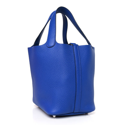 Hermes Taurillon Clemence Picotin Lock 18 PM Bleu France 3 of 10