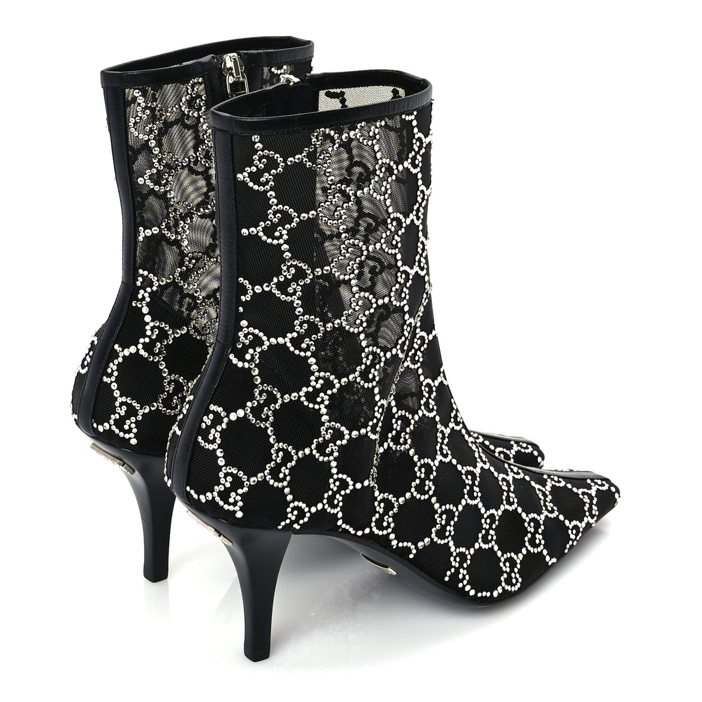 Tela Retino Kid Scamosciato Crystal GG Monogram Square Demi Boot 37 Black