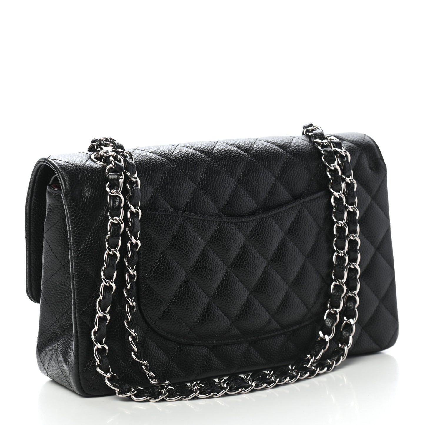Caviar Quilted Medium Double Flap Black