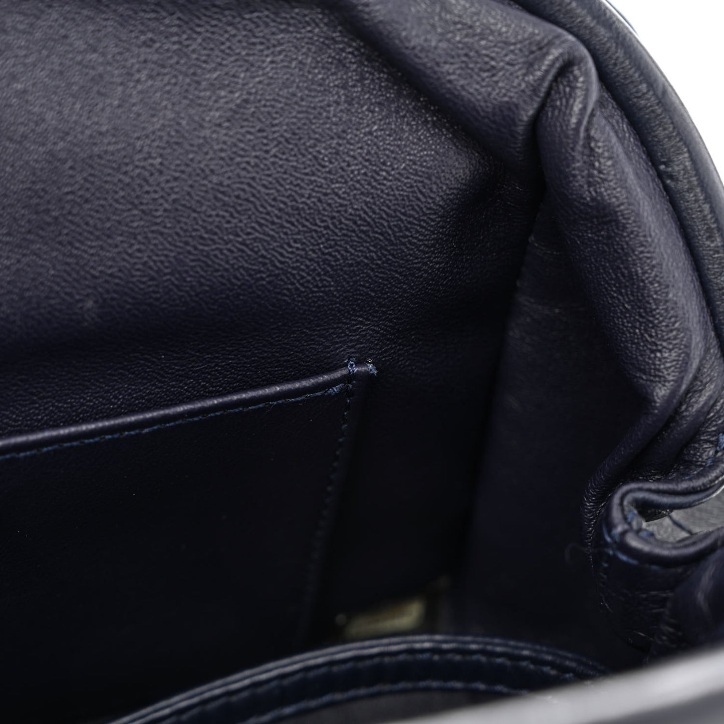 Calfskin Quilted Kisslock Frame Chain Bag Navy