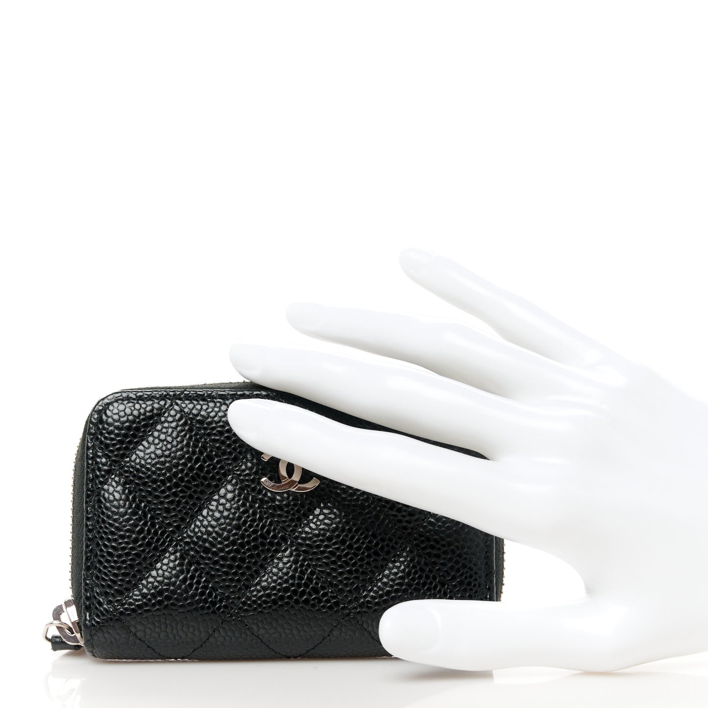 Caviar Quilted Zip Coin Purse Black