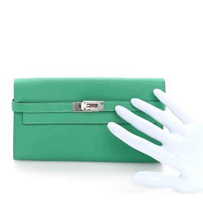 Hermes Chevre Mysore Kelly Longue Wallet Menthe 2 of 8