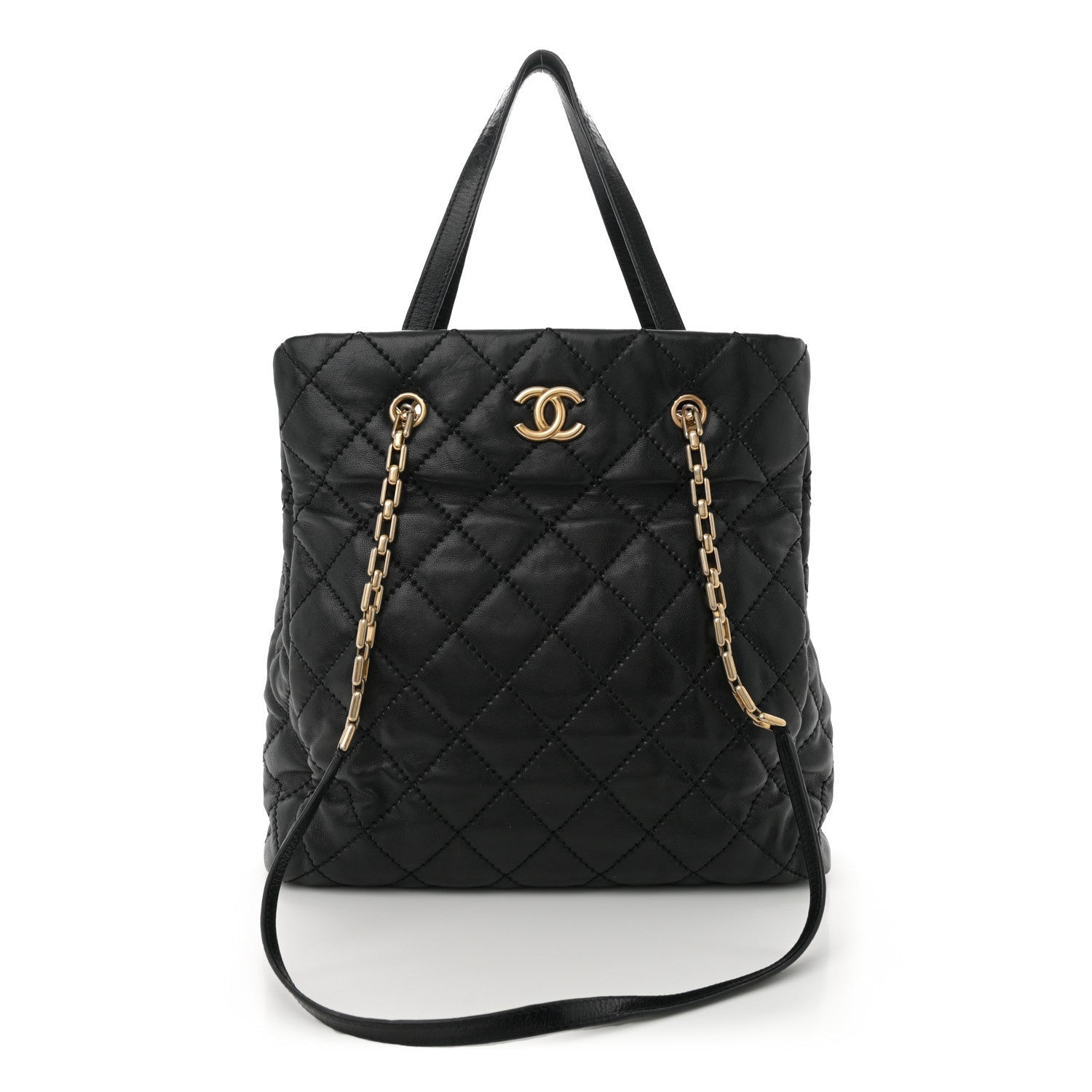 Chanel Calfskin Quilted Large Retro Chain Tote Black 1 of 7