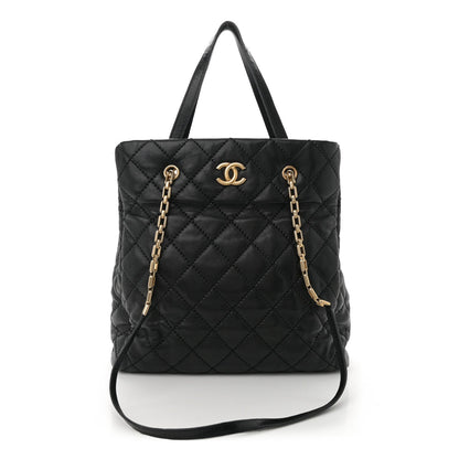 Chanel Calfskin Quilted Large Retro Chain Tote Black 1 of 7