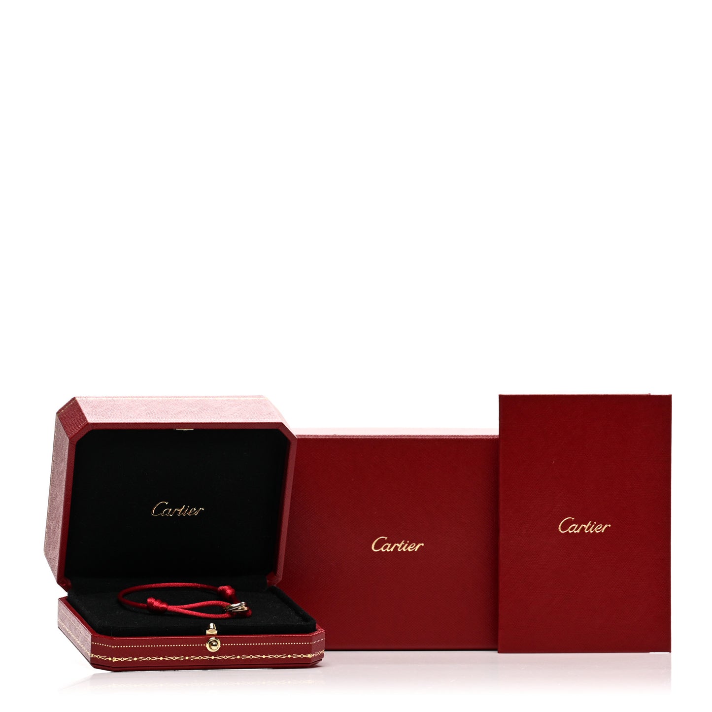 18K Pink Yellow White Gold Trinity Cord Bracelet Red