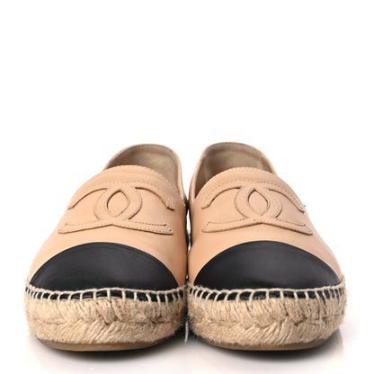 Chanel Lambskin CC Espadrilles 37 Beige Black 3 of 10
