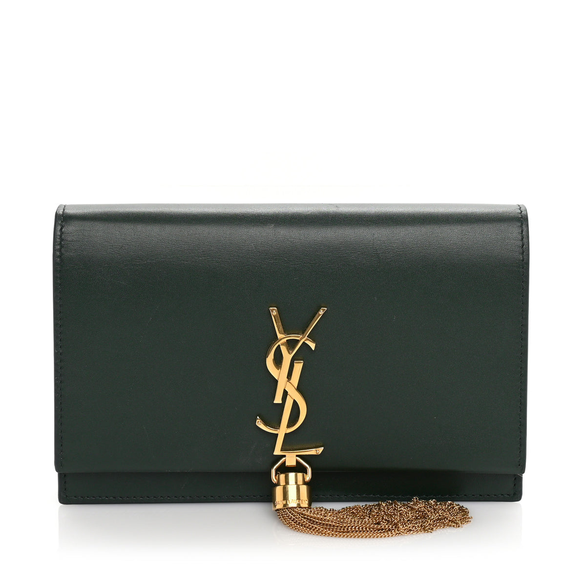 Saint Laurent Smooth Calfskin Classic Monogram Kate Tassel Chain Wallet Dark Leaf 1 of 8