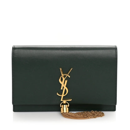 Saint Laurent Smooth Calfskin Classic Monogram Kate Tassel Chain Wallet Dark Leaf 1 of 8