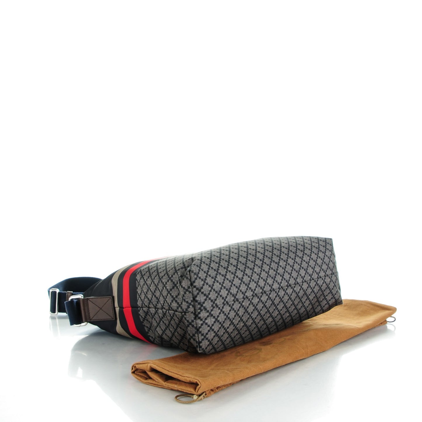 Nylon Diamante Medium Flat Messenger Bag Navy