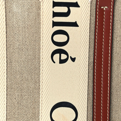 Chloe Cotton Calfskin Small Woody Ribbon Tote  White Brown 6 of 8