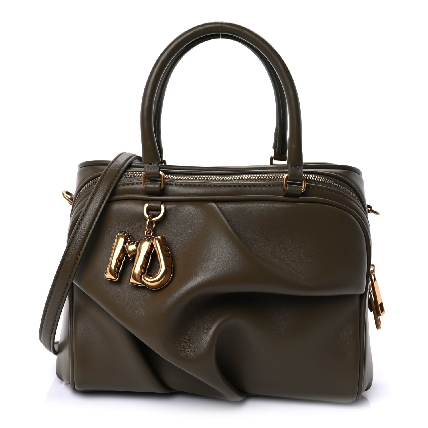 Marc Jacobs MARC JACOBS Lambskin Small The Wave Bag Olive 1 of 8