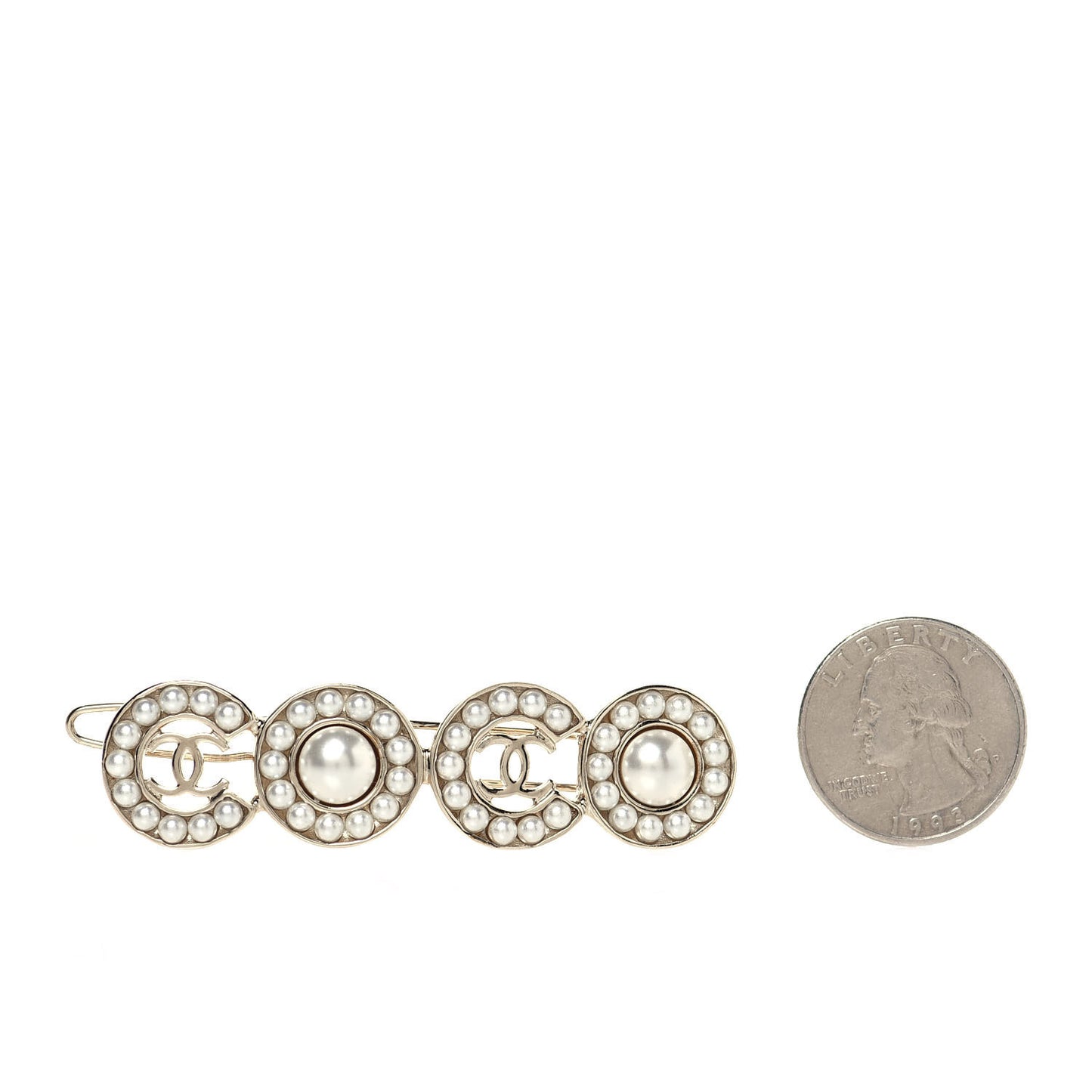 Pearl Coco Hair Clip Barrette Gold