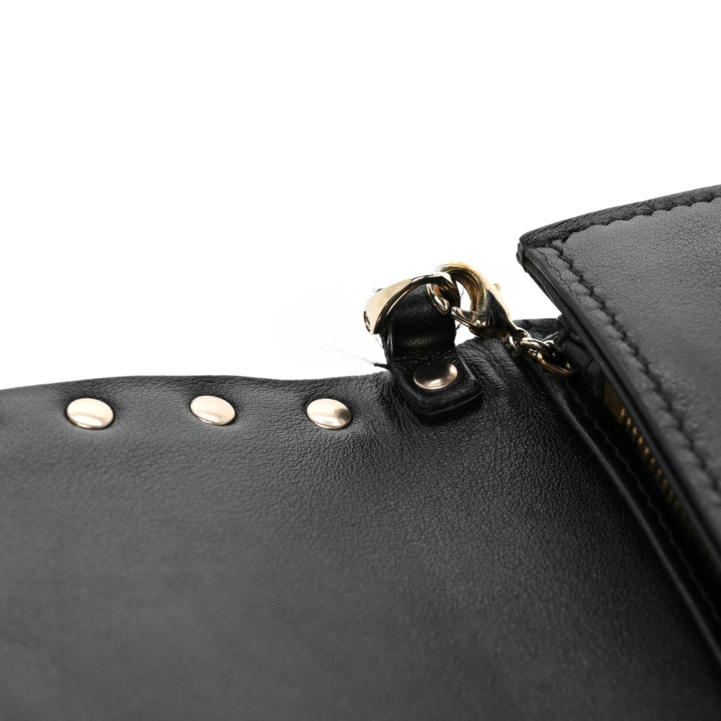Vitello Rockstud Flap Wallet on Chain Black