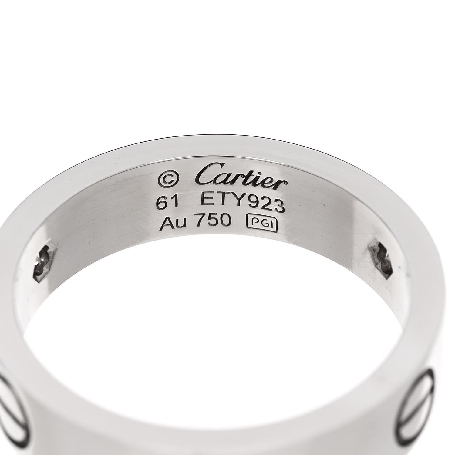 Cartier 18K White Gold 3 Diamond 5.5mm LOVE Ring 61 9.5 4 of 4