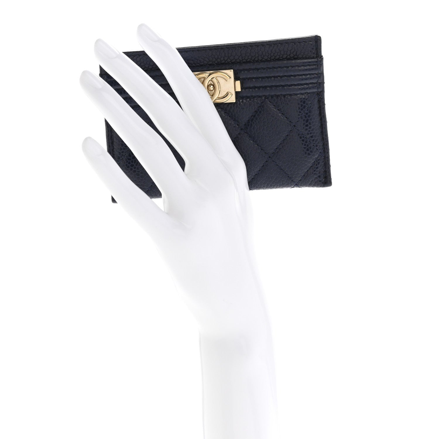 Chanel Caviar Quilted Boy Card Holder Navy Blue 2 of 7