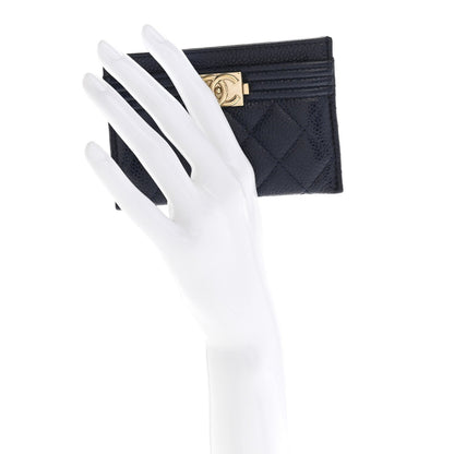 Chanel Caviar Quilted Boy Card Holder Navy Blue 2 of 7