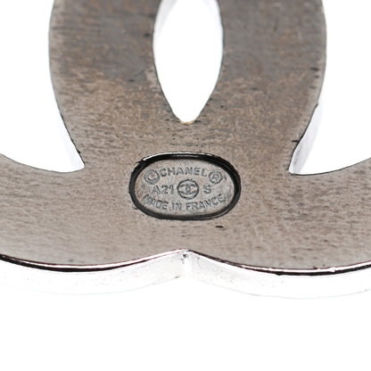 Chanel Enamel Crystal CC Earrings Black Silver 4 of 5