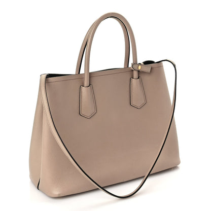 Prada Saffiano Cuir Medium Double Bag Cammeo Black 2 of 8