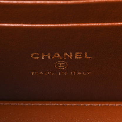 Chanel Lambskin Quilted Metal Twist Small Top Handle Vanity Case With Chain Brown 6 of 10