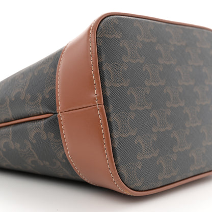 Celine Triomphe Canvas Calfskin Small Bucket Bag Tan 9 of 11