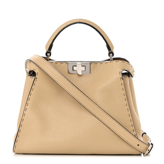 Fendi Cuoio Romano Selleria Medium Peekaboo Iconic Essentially Satchel Paglia Latte Mou 1 of 1