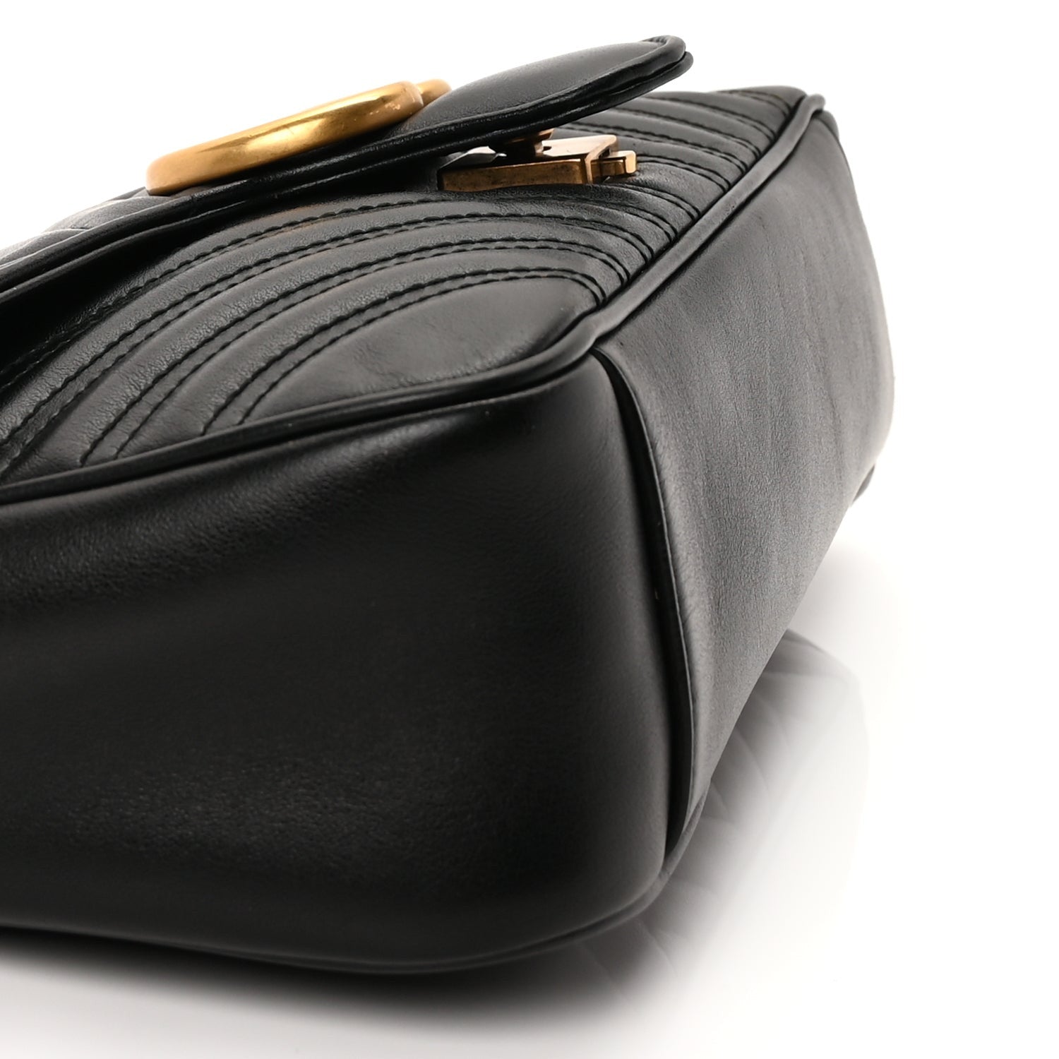 Gucci Calfskin Matelasse Small GG Marmont Shoulder Bag Black 7 of 8