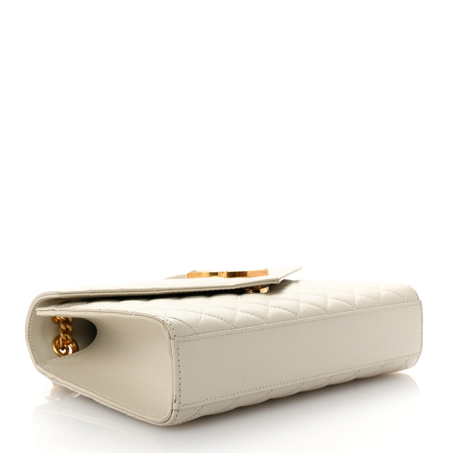 Grain De Poudre Textured Mixed Matelasse Medium Triquilt Monogram Satchel Crema Soft