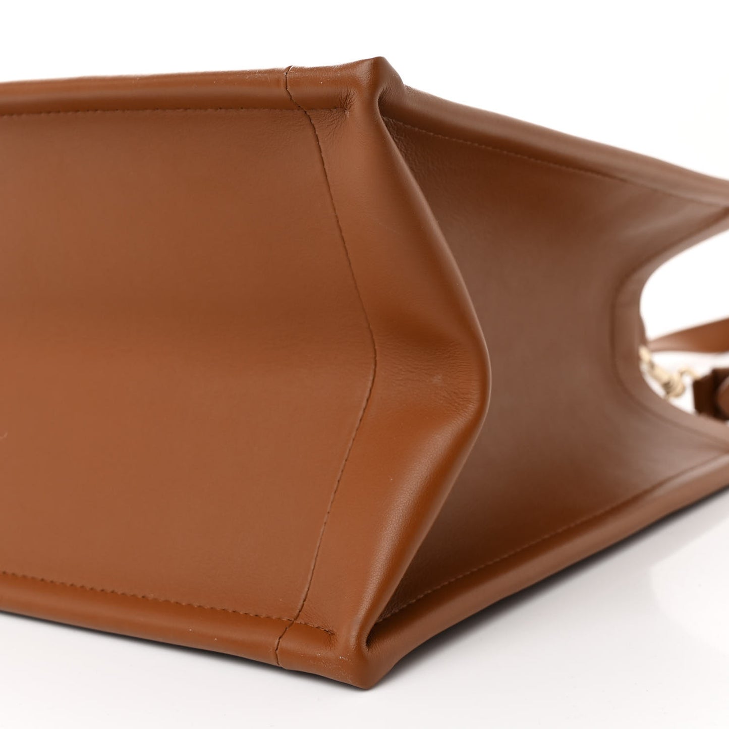 Calfskin Macro Cannage Medium Book Tote Golden Saddle