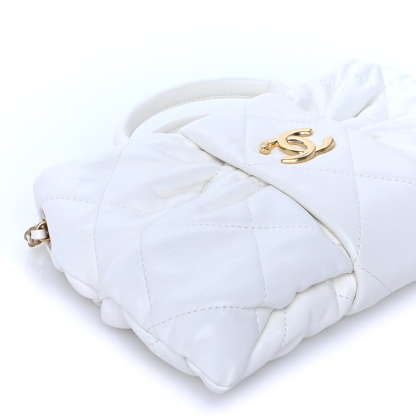 Lambskin Quilted Mini Bow Bag  White