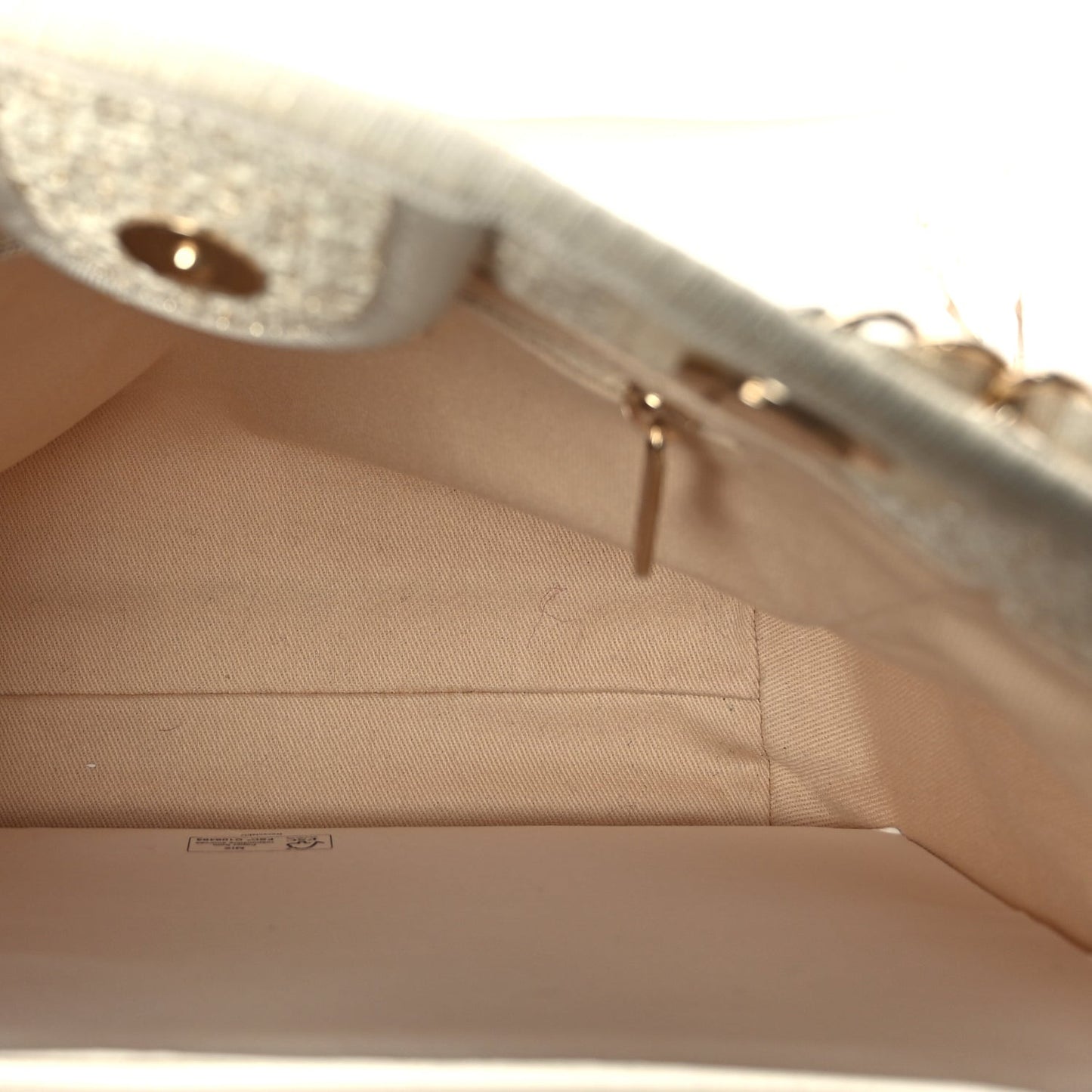 Lurex Boucle Mini Deauville Tote White