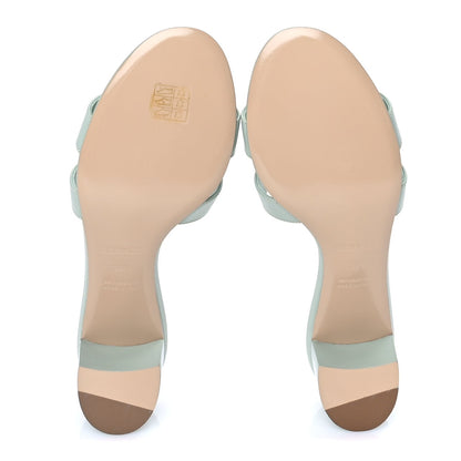 Hermes Calfskin Oasis Sandals 39.5 Vert D'eau 6 of 7