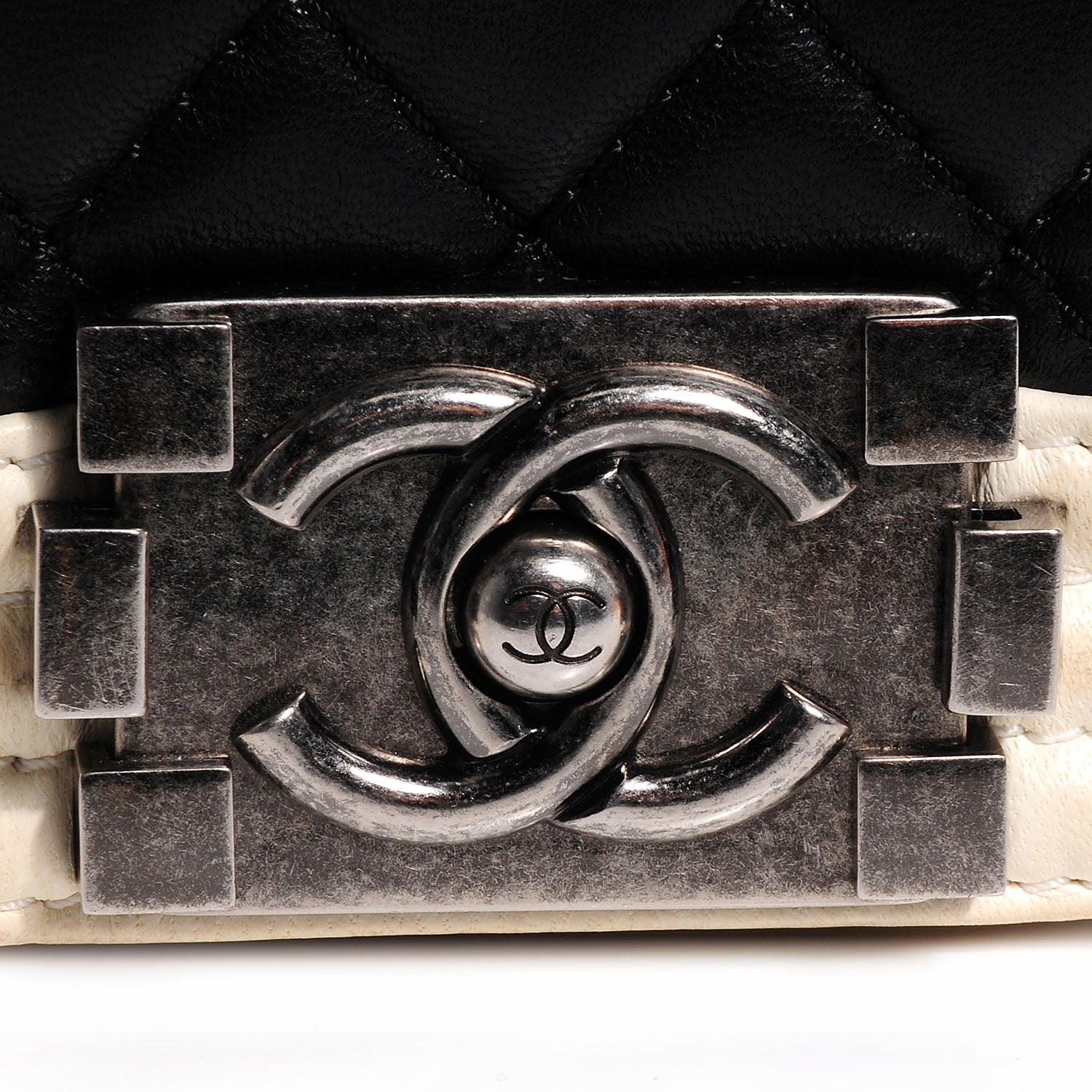 Chanel Lambskin Quilted Large Boy Flap Black White 8 of 10