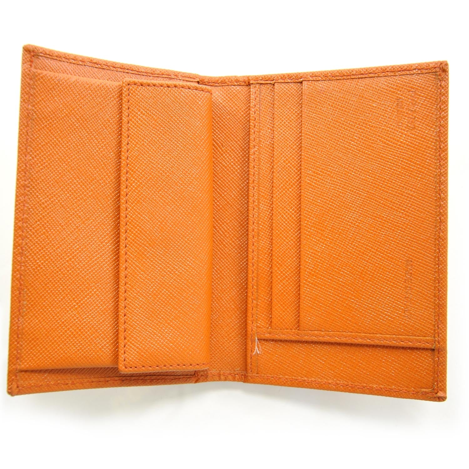 Prada Saffiano Card Holder Wallet Orange 6 of 9