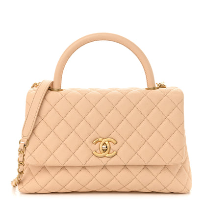 Chanel Caviar Quilted Small Coco Handle Flap Beige 1 of 11