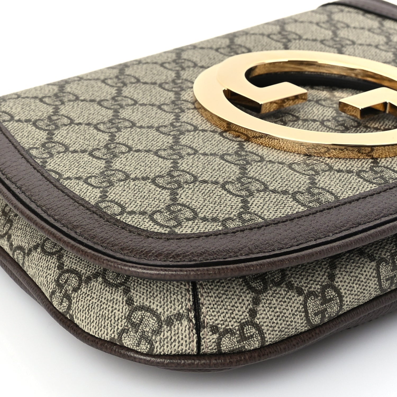 Gucci GG Supreme Monogram Textured Dollar Calfskin Blondie Chain Shoulder Flap Bag Beige Ebony New Acero 7 of 8