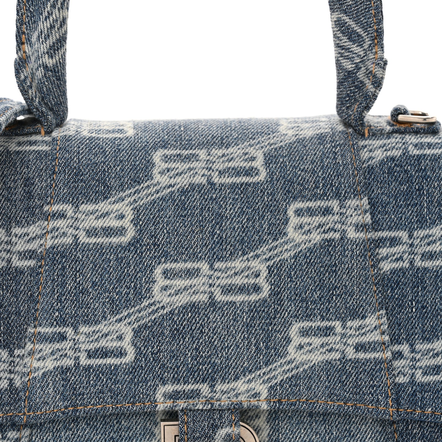 Denim BB Monogram Small Hourglass Top Handle Bag Blue