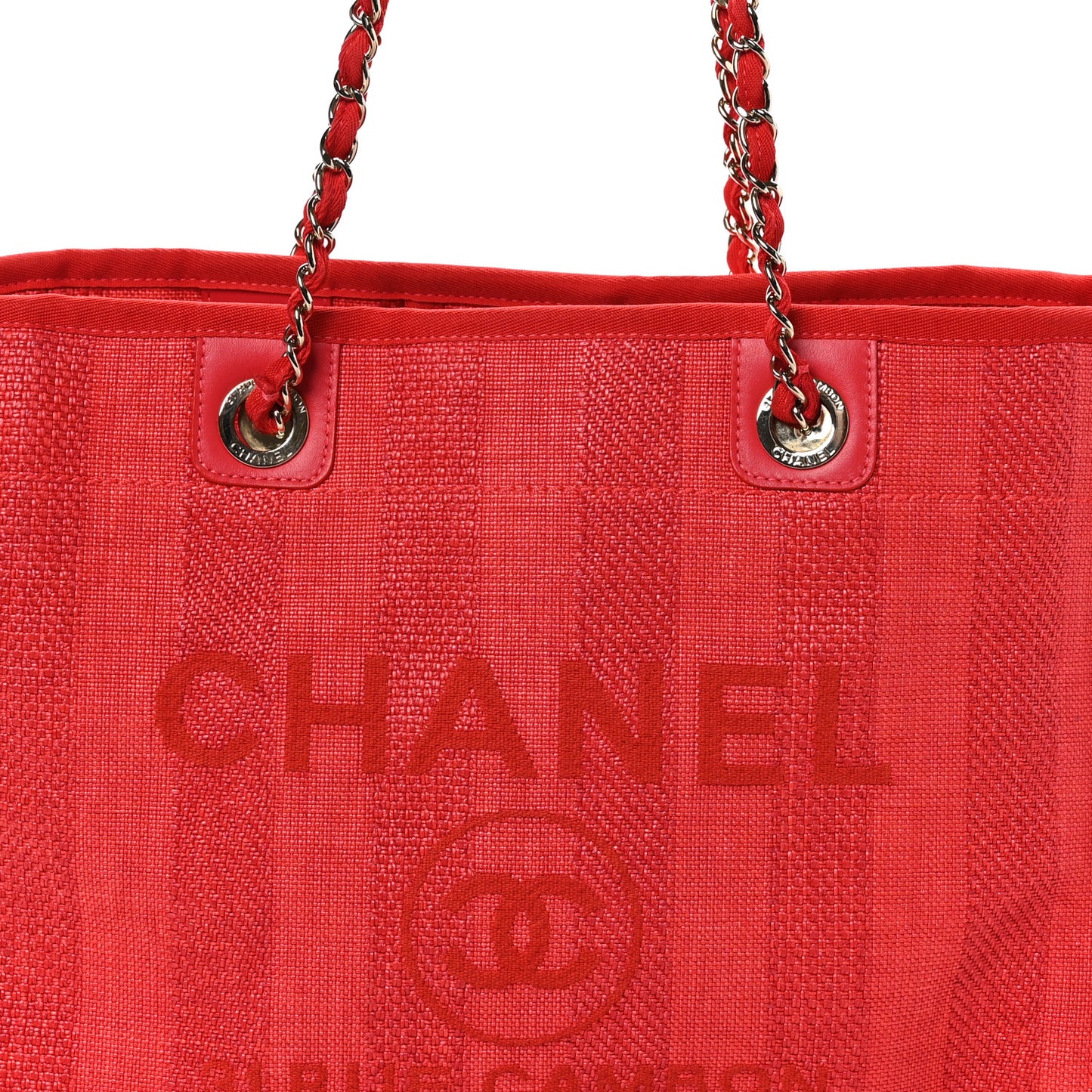 Mixed Fibers Striped Small Deauville Tote Red