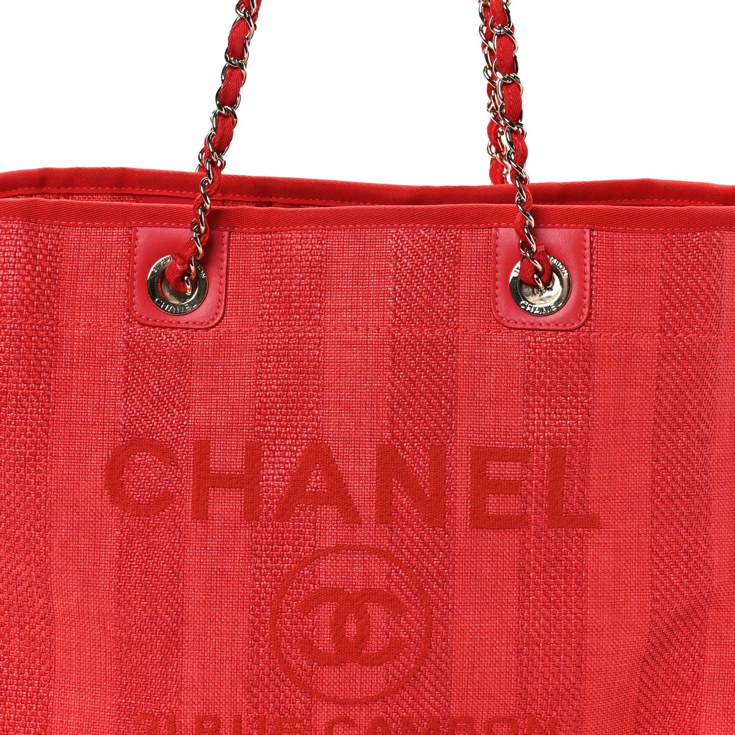 Chanel Mixed Fibers Striped Small Deauville Tote Red 8 of 10