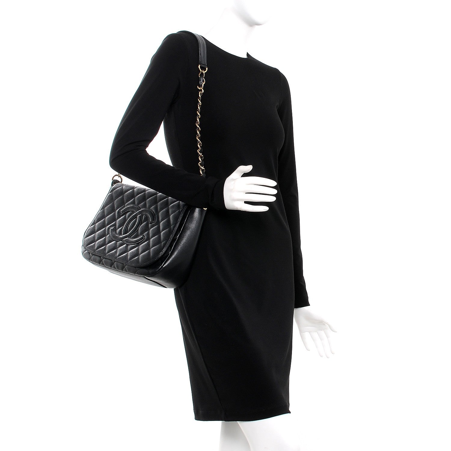 Chanel Caviar CC Shoulder Flap Black 2 of 7