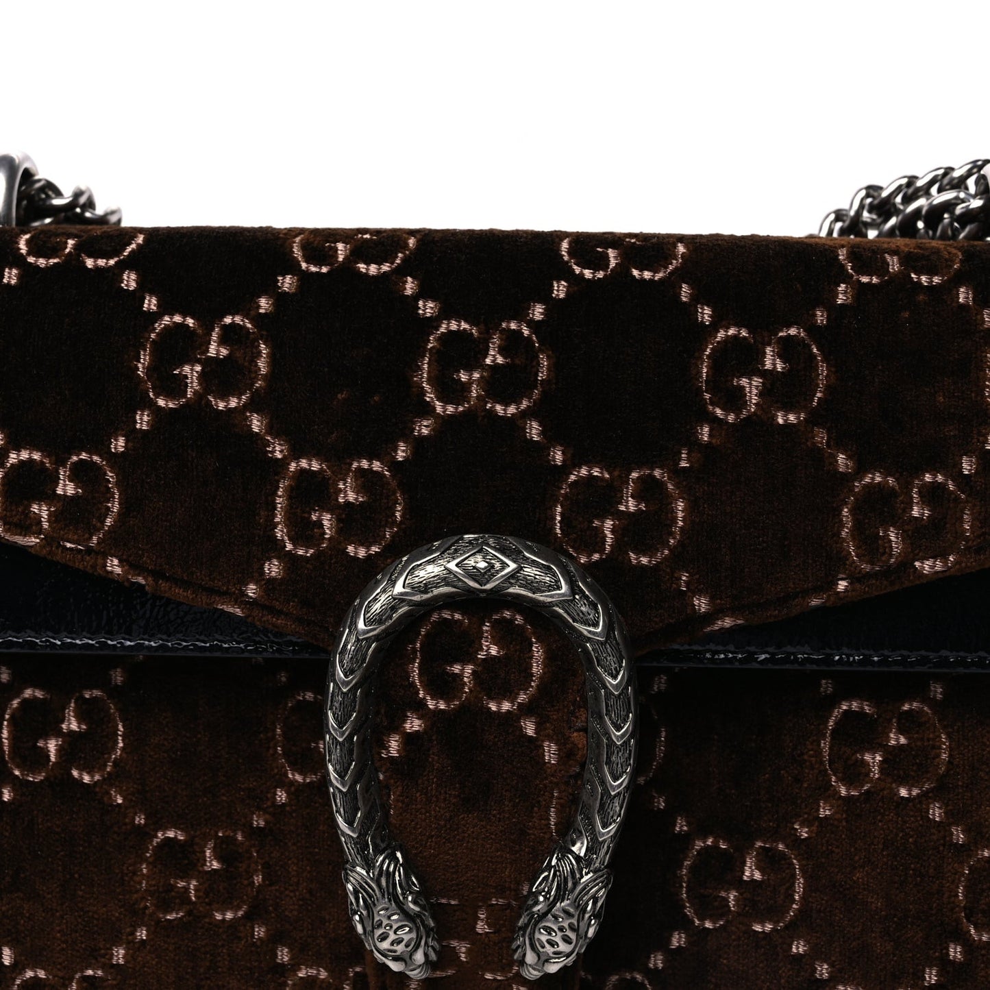 Velvet Skipper GG Monogram Small Dionysus Shoulder Bag Brown Black