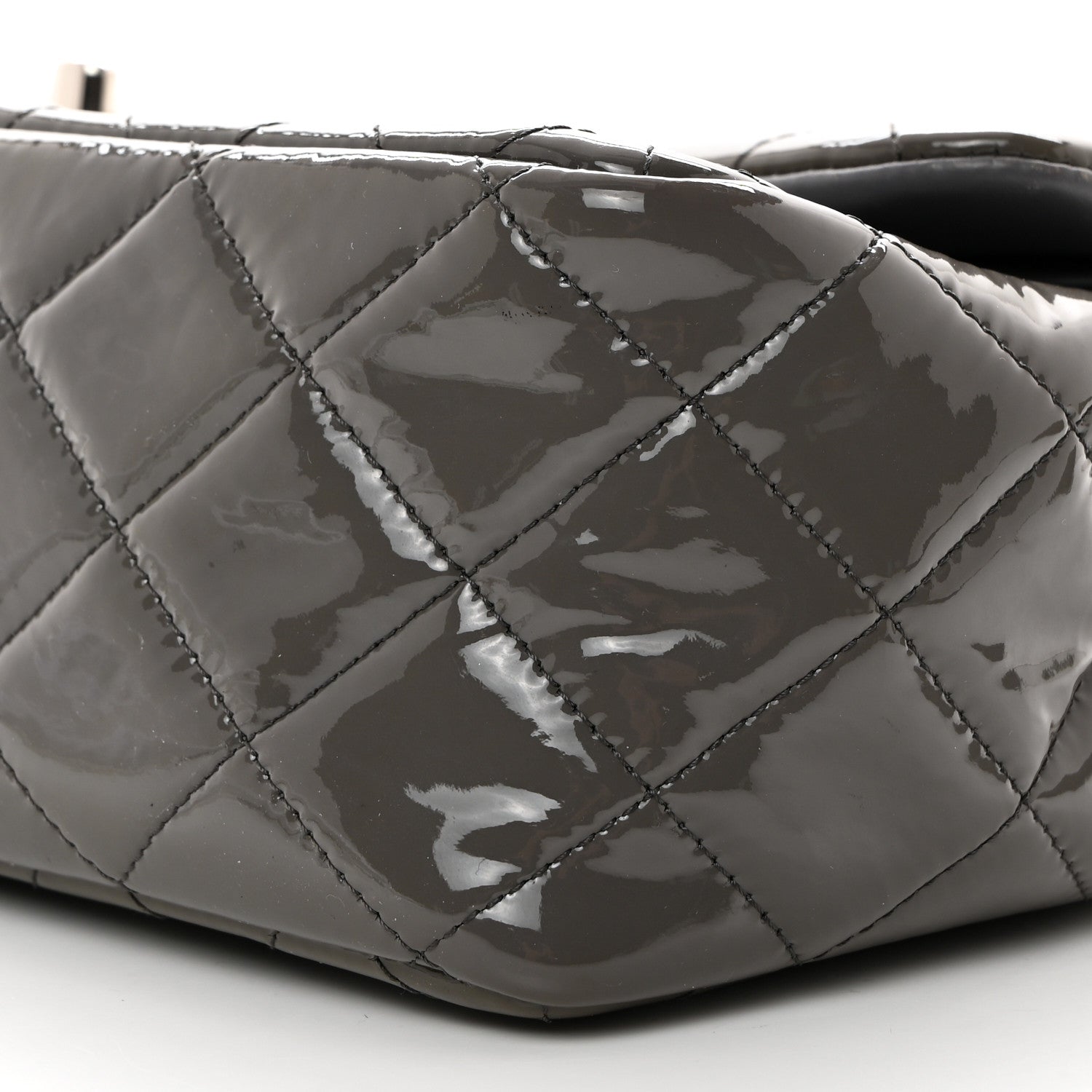 Chanel Patent Calfskin Quilted Jumbo Double Flap Grey 10 of 10