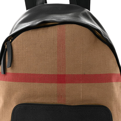 Burberry Mega Check Calfskin Abbeydale Simple Backpack Black Camel 7 of 9